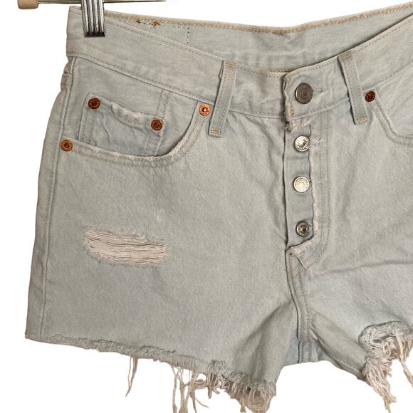 Levi’s Women’s 501 Denim Shorts Button Fly Ripped Distressed Jean Better Love 26 - Picture 6 of 16